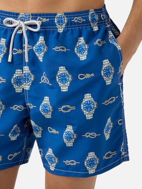 Costume mare Gustavia con stampa orologi e nodi marinari