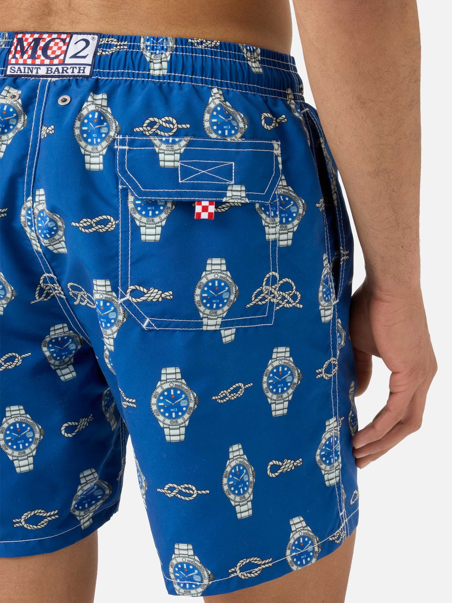 Costume mare Gustavia con stampa orologi e nodi marinari