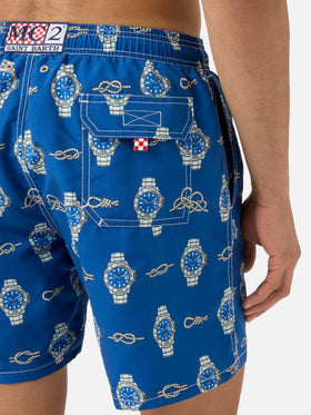 Costume mare Gustavia con stampa orologi e nodi marinari