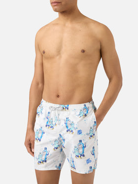 Bañador Gustavia en blanco con estampado Gino & Tony | Edición Especial 