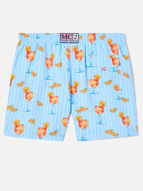 Bañador corto a rayas Gustavia con estampado de cócteles | Special Edition 