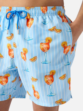 Bañador corto a rayas Gustavia con estampado de cócteles | Special Edition 
