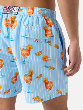 Bañador corto a rayas Gustavia con estampado de cócteles | Special Edition 