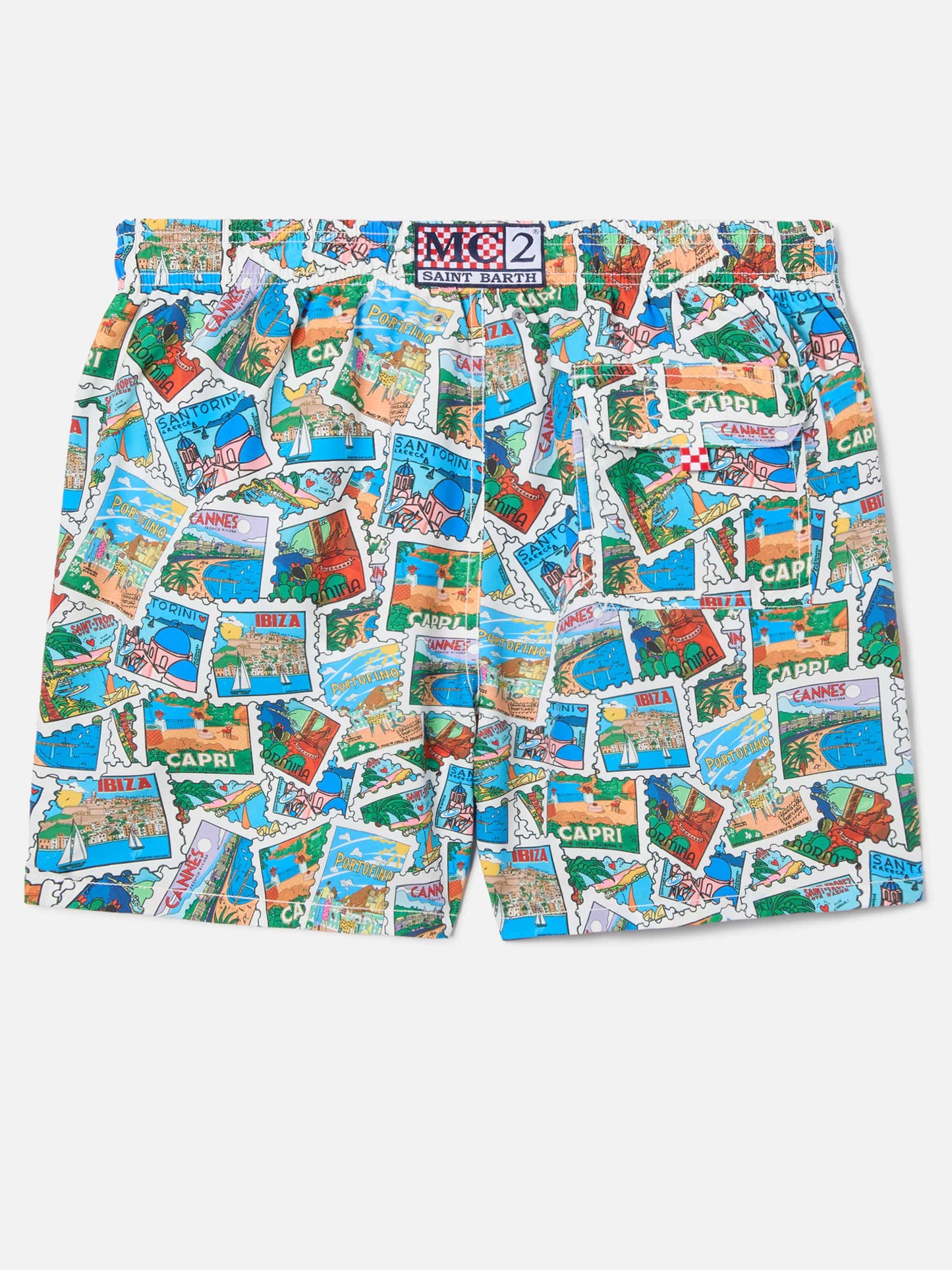 Bañador Gustavia con estampado integral de postales 