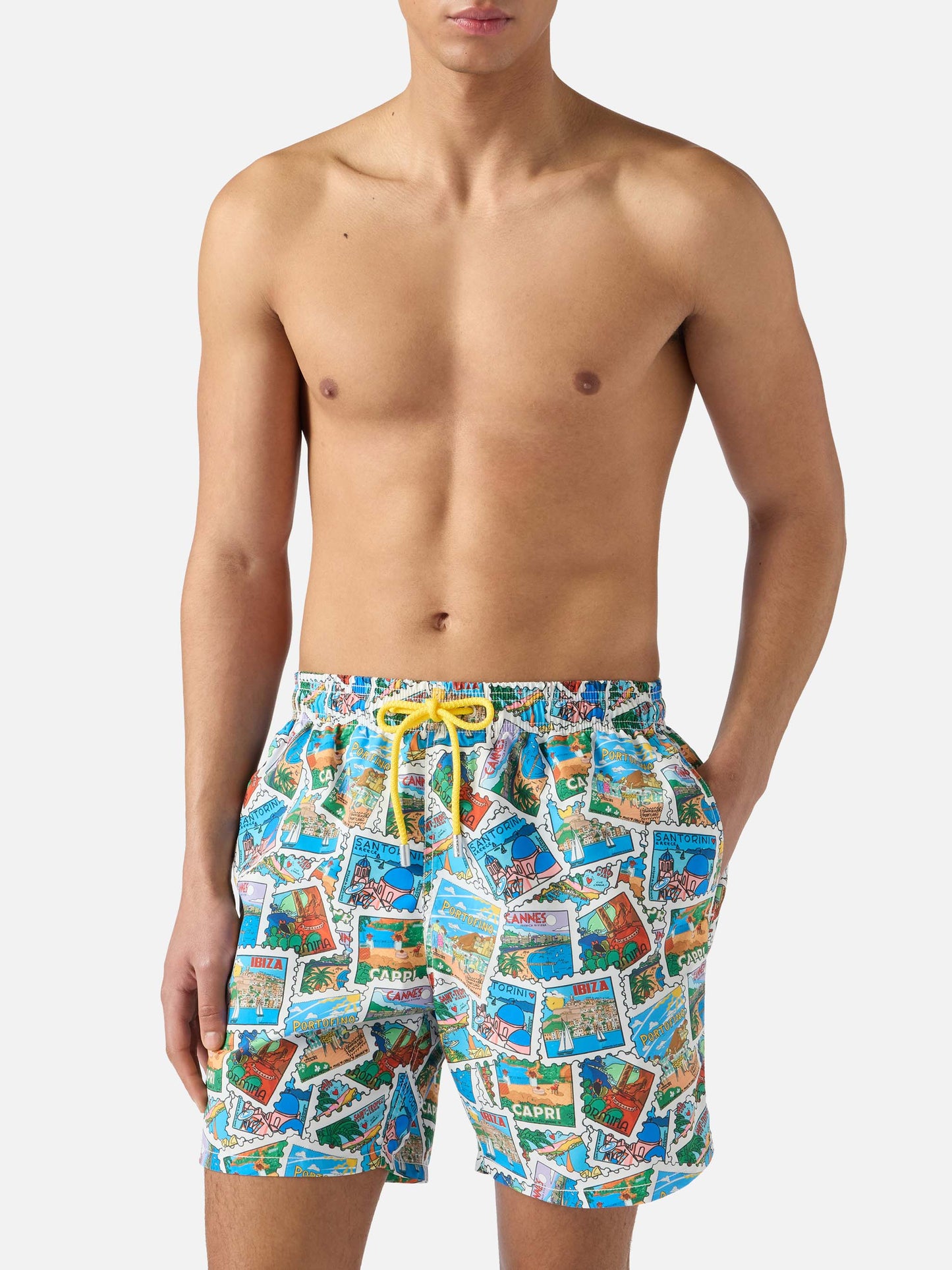 Bañador Gustavia con estampado integral de postales 