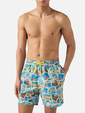 Bañador Gustavia con estampado integral de postales 