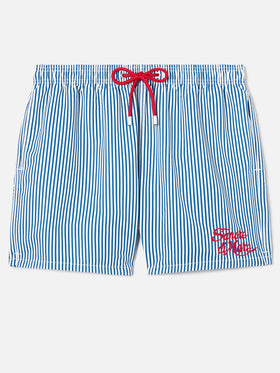 Short de bain Gustavia bleu à rayures avec broderie Sapore di Mare | Édition Spéciale 