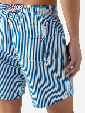 Short de bain Gustavia bleu à rayures avec broderie Sapore di Mare | Édition Spéciale 