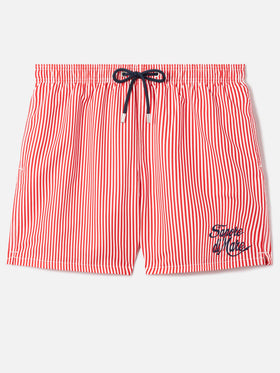 Short de bain rayé rouge Gustavia avec broderie Sapore di Mare | Édition spéciale 