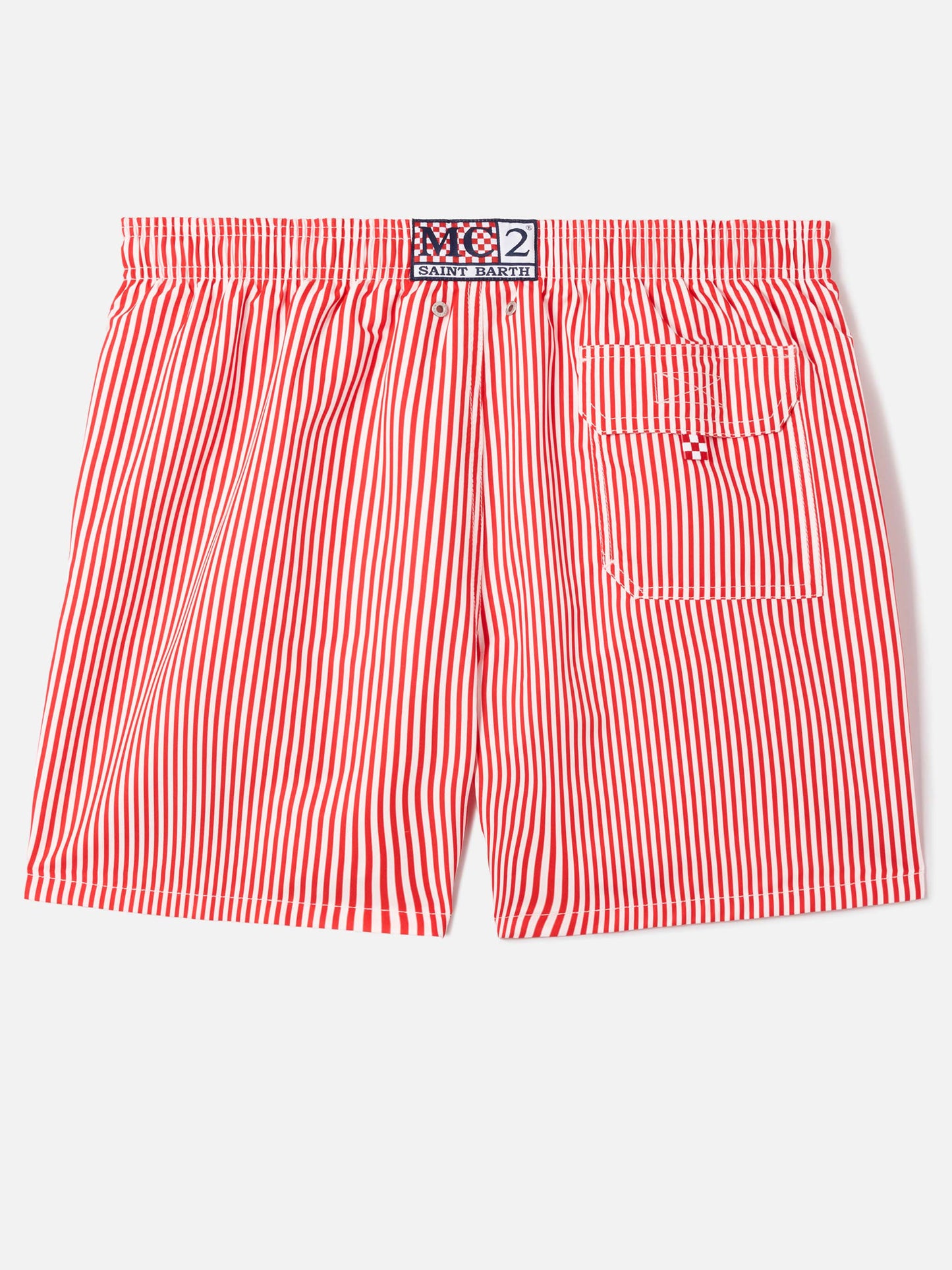 Short de bain rayé rouge Gustavia avec broderie Sapore di Mare | Édition spéciale 