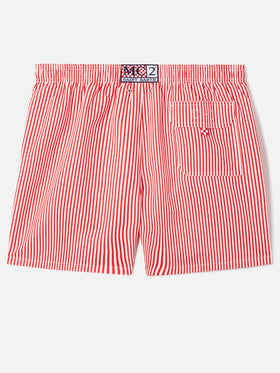Short de bain rayé rouge Gustavia avec broderie Sapore di Mare | Édition spéciale 