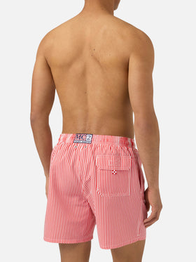 Short de bain rayé rouge Gustavia avec broderie Sapore di Mare | Édition spéciale 
