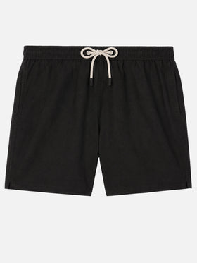 Short de bain en lin uni noir Gustavia 