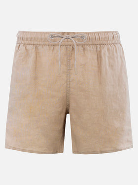 Costume mare Gustavia in lino beige tinta unita