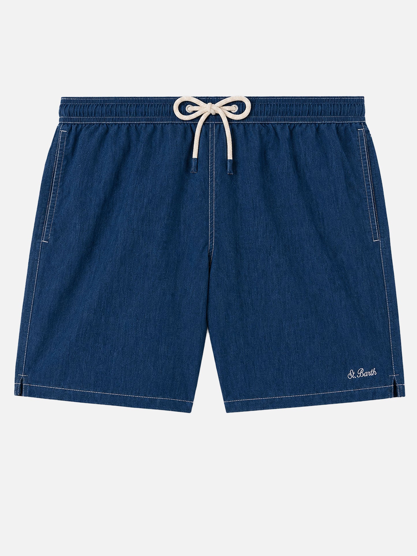 Costume Gustavia in lino blu denim tinta unita