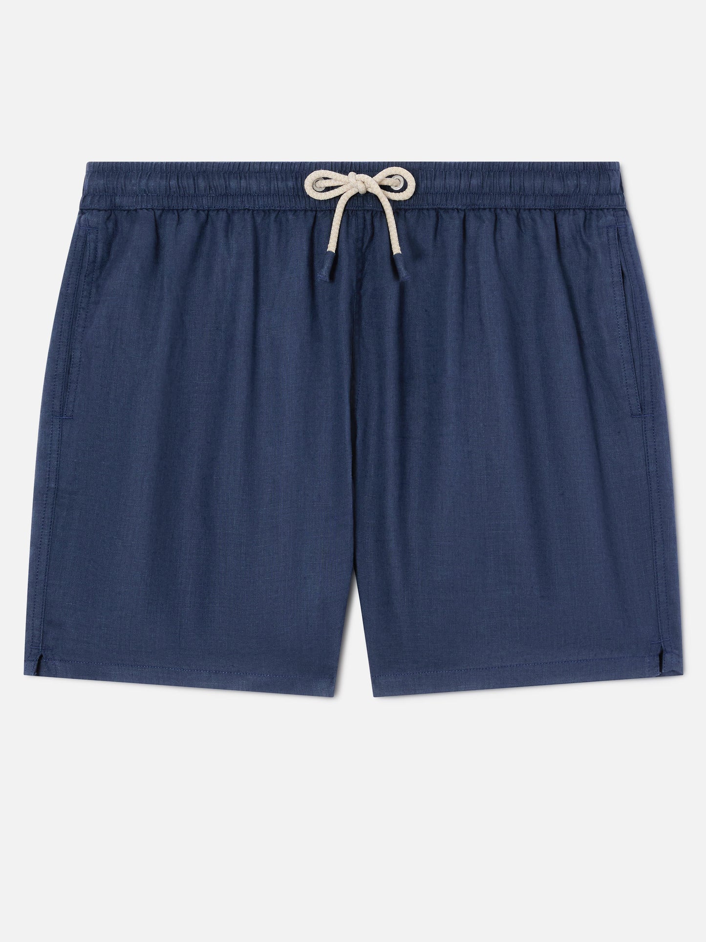 Short de bain en lin uni bleu Gustavia 