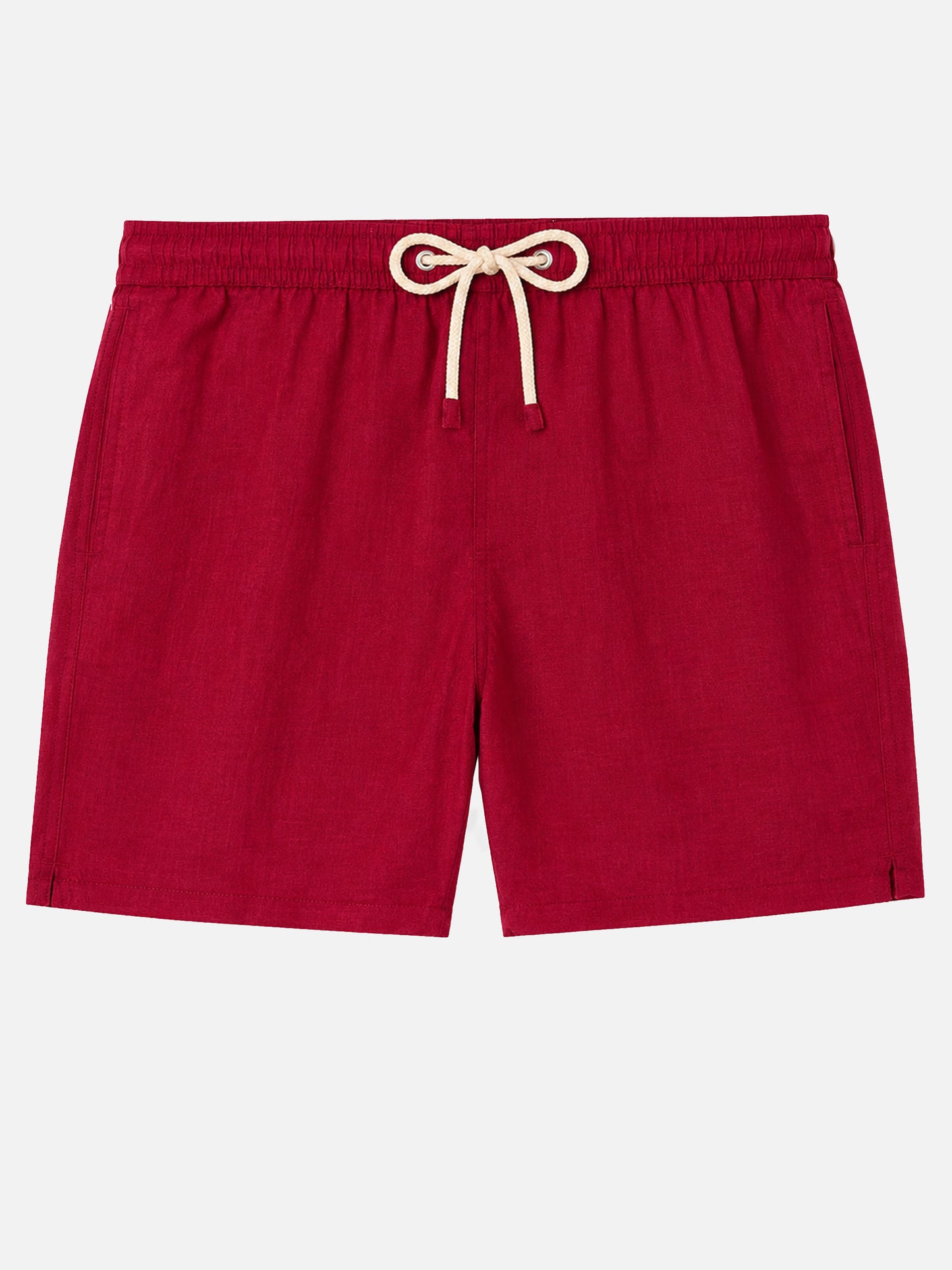 Short de bain en lin uni bordeaux Gustavia 