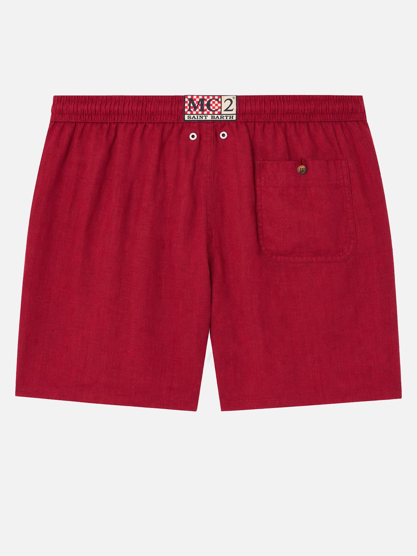 Short de bain en lin uni bordeaux Gustavia 