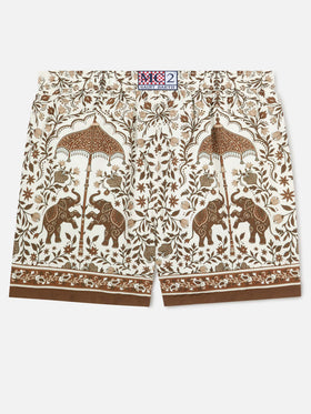 Gustavia Badeshorts mit platziertem ornamentalem Print in Braun 