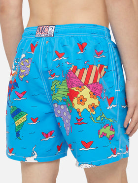 Mid-length Gustavia swim-shorts with Britto world placed print| BRITTO SPECIAL EDITION - MC2 Saint Barth
