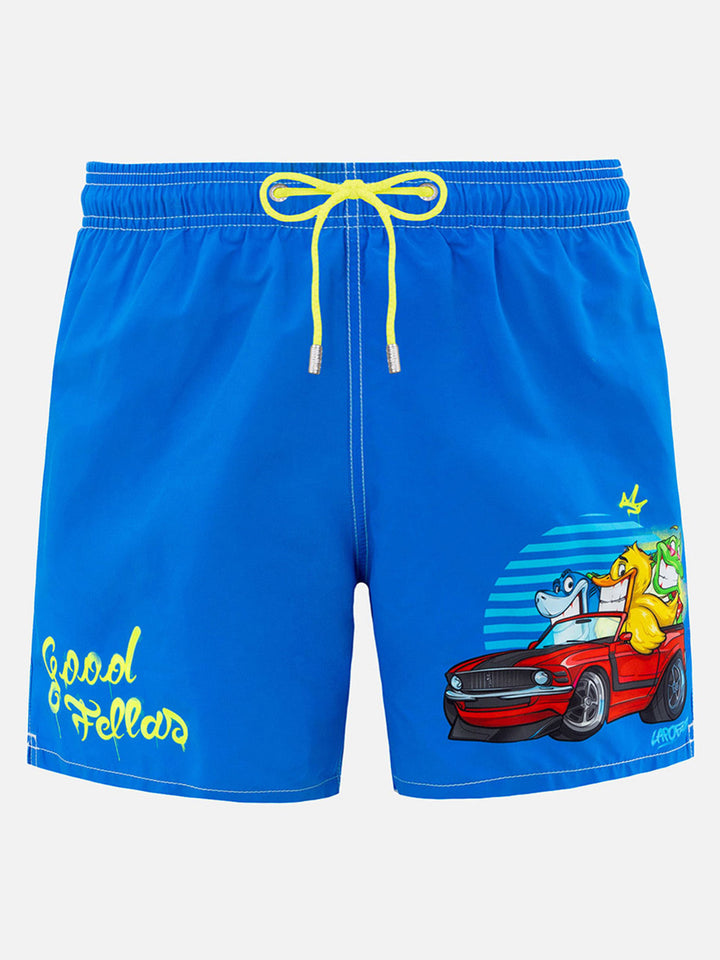 Gustavia green Cryptopuppets Good Fellas placed print swim shorts | Special Edition