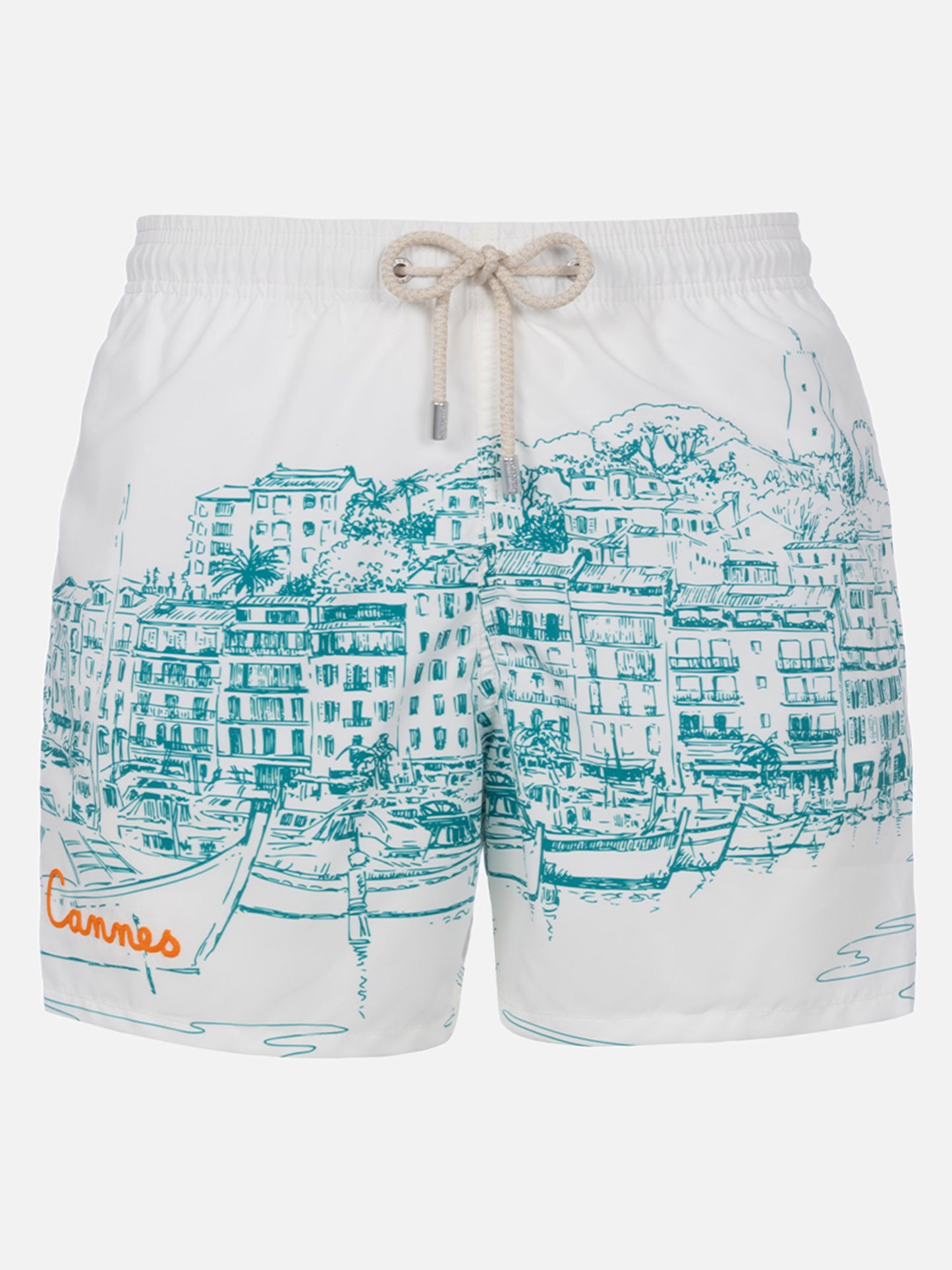Costume Gustavia con stampa piazzata Cannes bianco