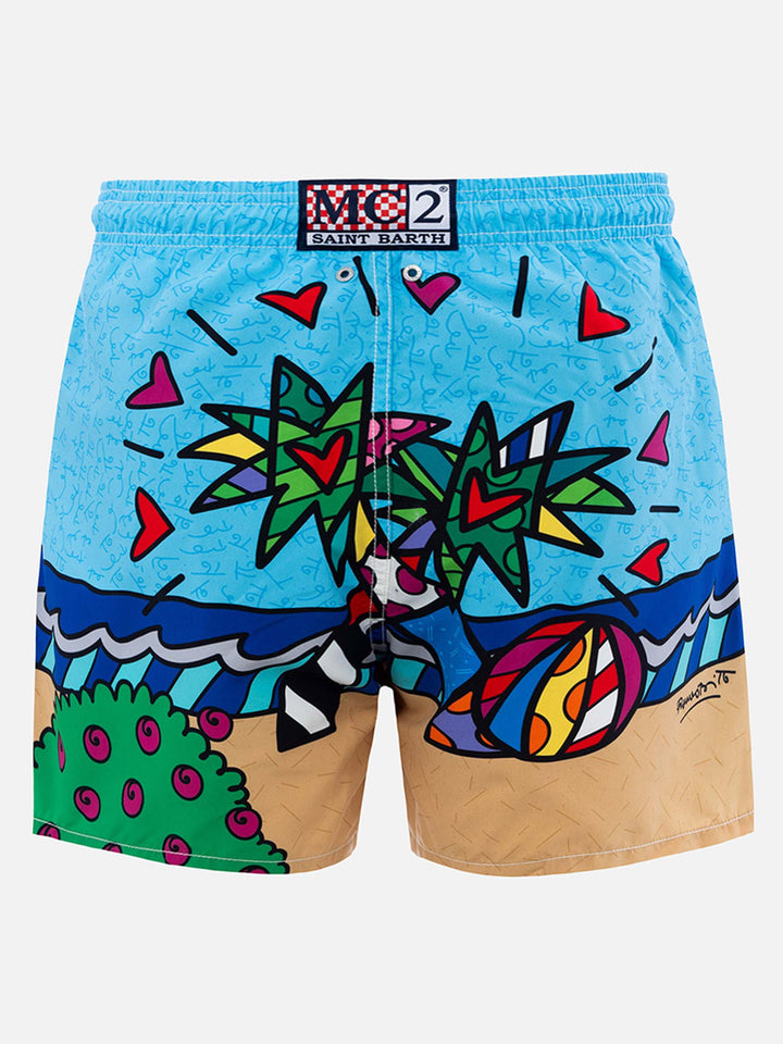 Gustavia multicolor Romero Britto Miami Beach placed print swim shorts | Special Edition