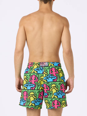 Man mid-length Gustavia swim-shorts with Keith Haring design placed print| KEITH HARING SPECIAL EDITION - MC2 Saint Barth