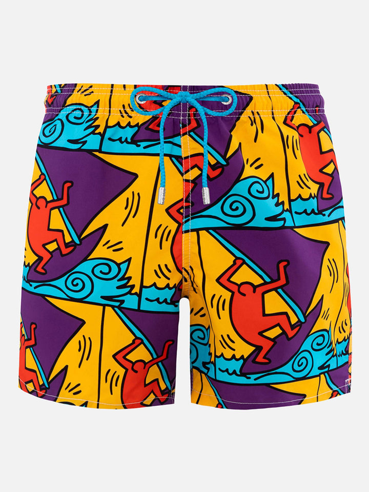 Gustavia yellow Keith Haring Sail placed print swim shorts | Special Edition