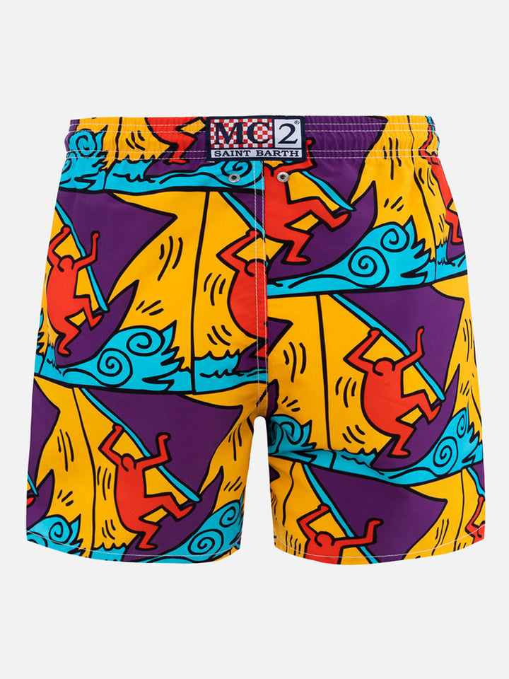 Gustavia yellow Keith Haring Sail placed print swim shorts | Special Edition