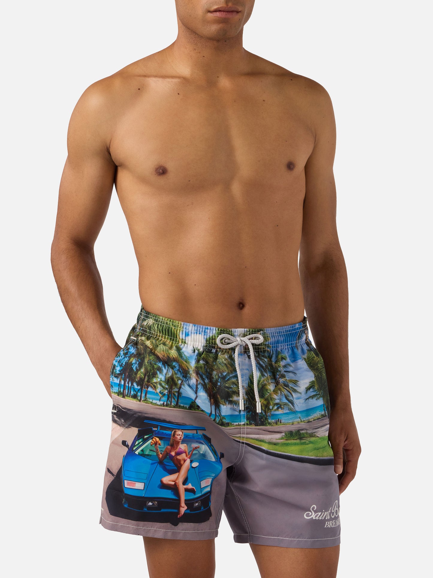 Gustavia-Badeshorts mit St. Barth Breakfast-Print | Special Edition 