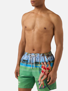 Gustavia swim shorts with St. Barth Tennis print | Special Edition