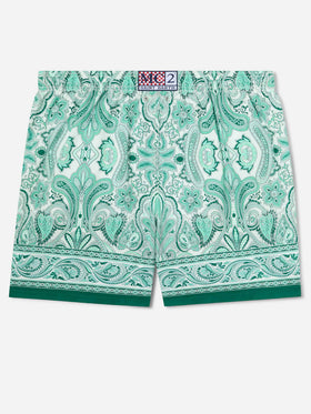 Gustavia-Badeshorts mit grünem Paisley-Print 