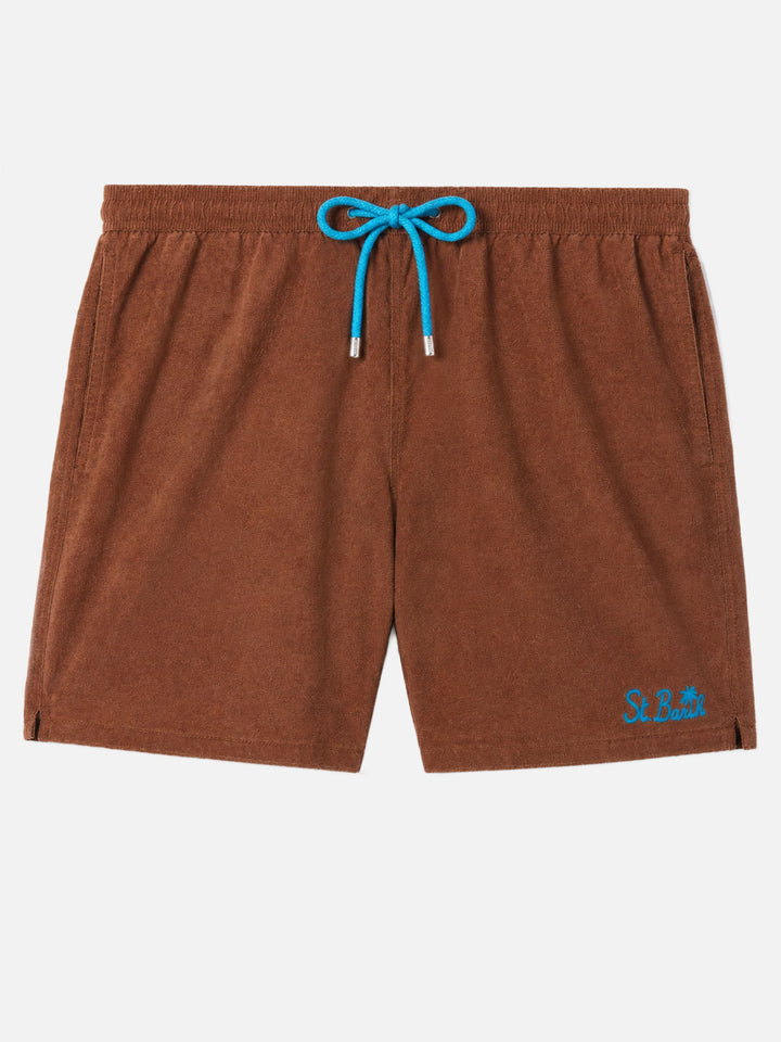 Short de bain Gustavia en tissu éponge marron 