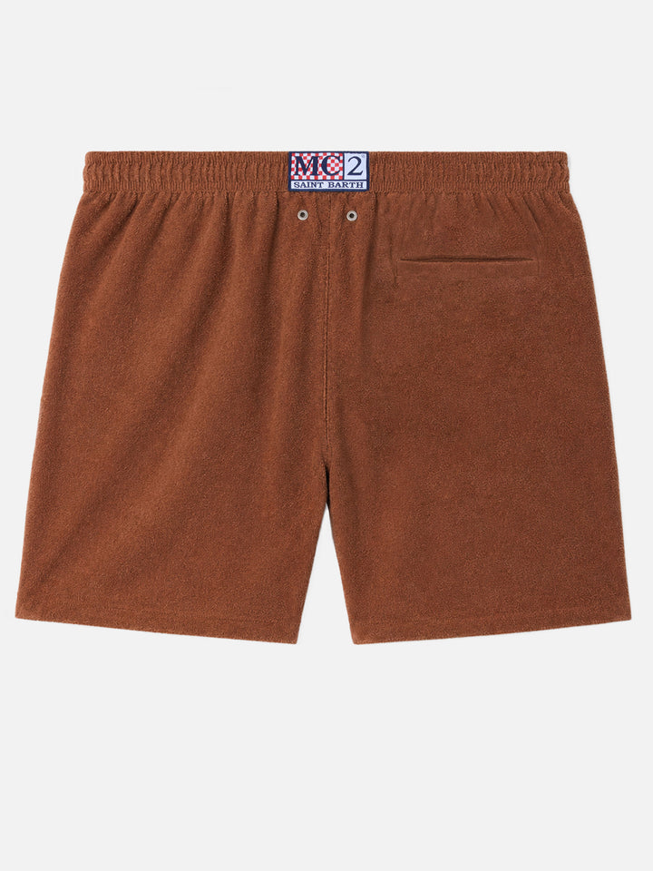 Short de bain Gustavia en tissu éponge marron 