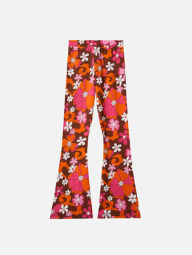 Flared pants Gwenda Jr with retro flower print