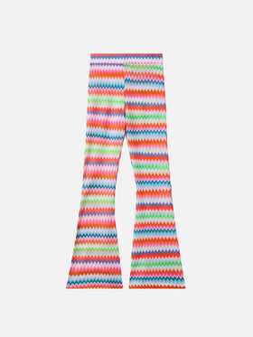 Pantalon raschel évasé Gwenda Jr avec motif chevron 