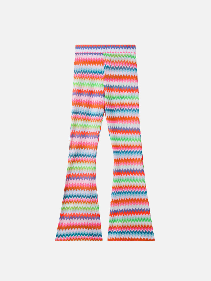 Flared raschel pants Gwenda Jr with with chevron pattern