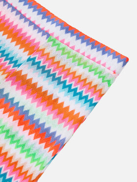 Pantalon raschel évasé Gwenda Jr avec motif chevron 