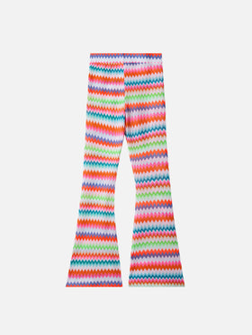 Pantalon raschel évasé Gwenda Jr avec motif chevron 