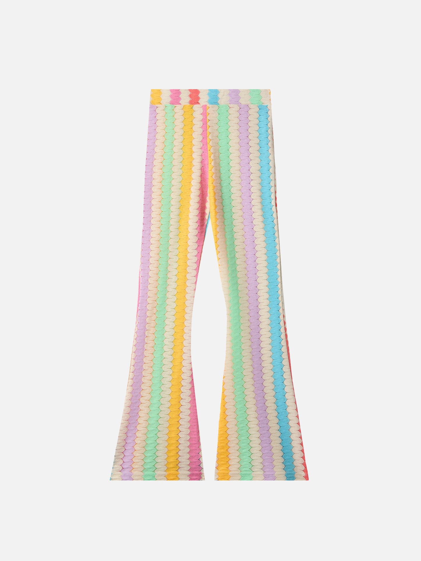 Pantalon en raschel évasé Gwenda Jr avec motif chevrons verticaux 