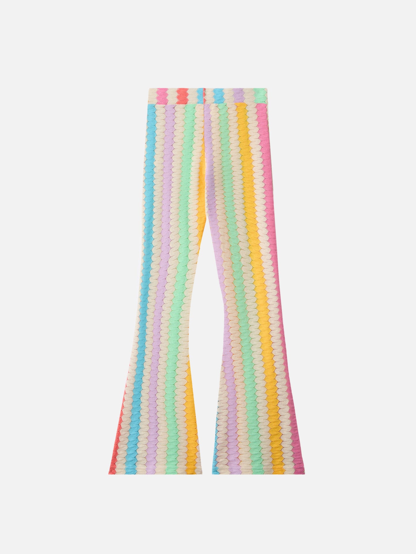 Pantalon en raschel évasé Gwenda Jr avec motif chevrons verticaux 