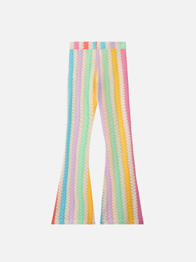 Pantalon en raschel évasé Gwenda Jr avec motif chevrons verticaux 