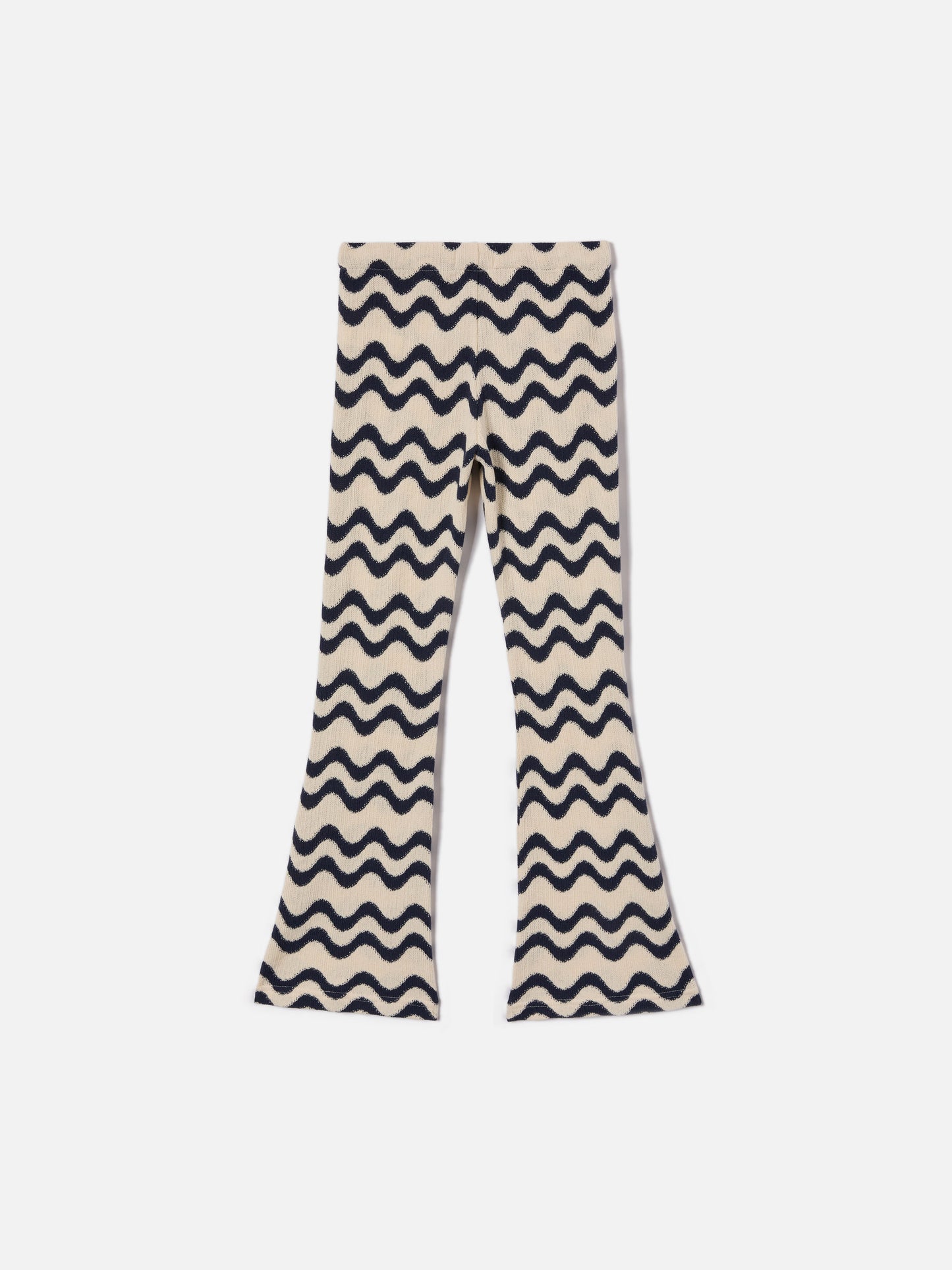 Pantalone Gwenda Jr in maglia raschel a onde blu e avorio