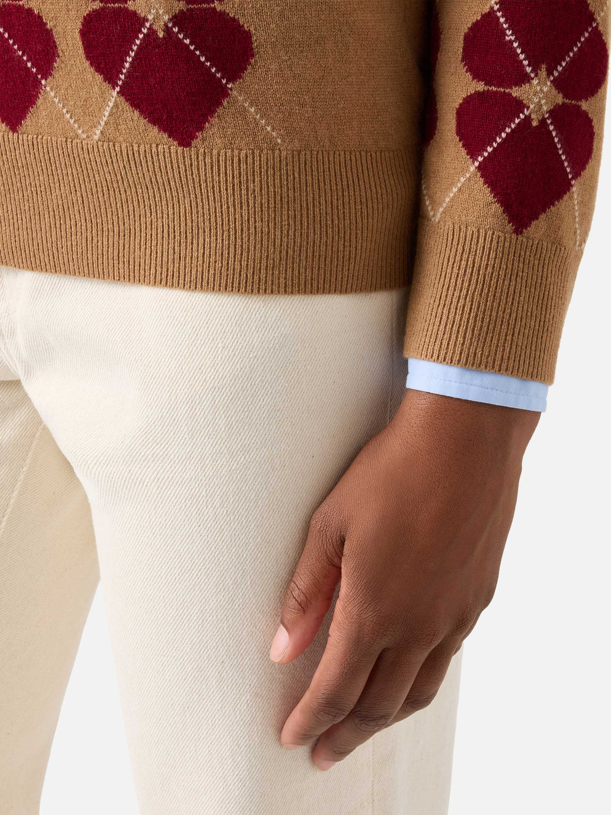 Hadidy Strick mit Polokragen aus Wolle und Kaschmirmischung mit Argyle-Muster und Herzen 