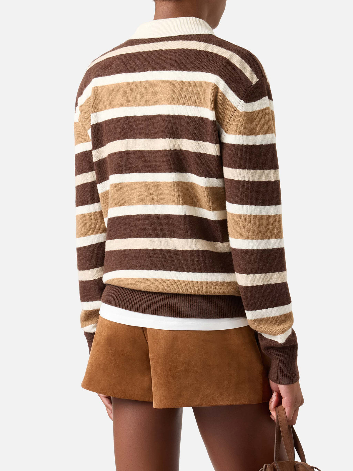 Hadidy Strickpullover mit Polokragen aus Woll- und Kaschmirmischung mit mehrfarbigen Streifen 