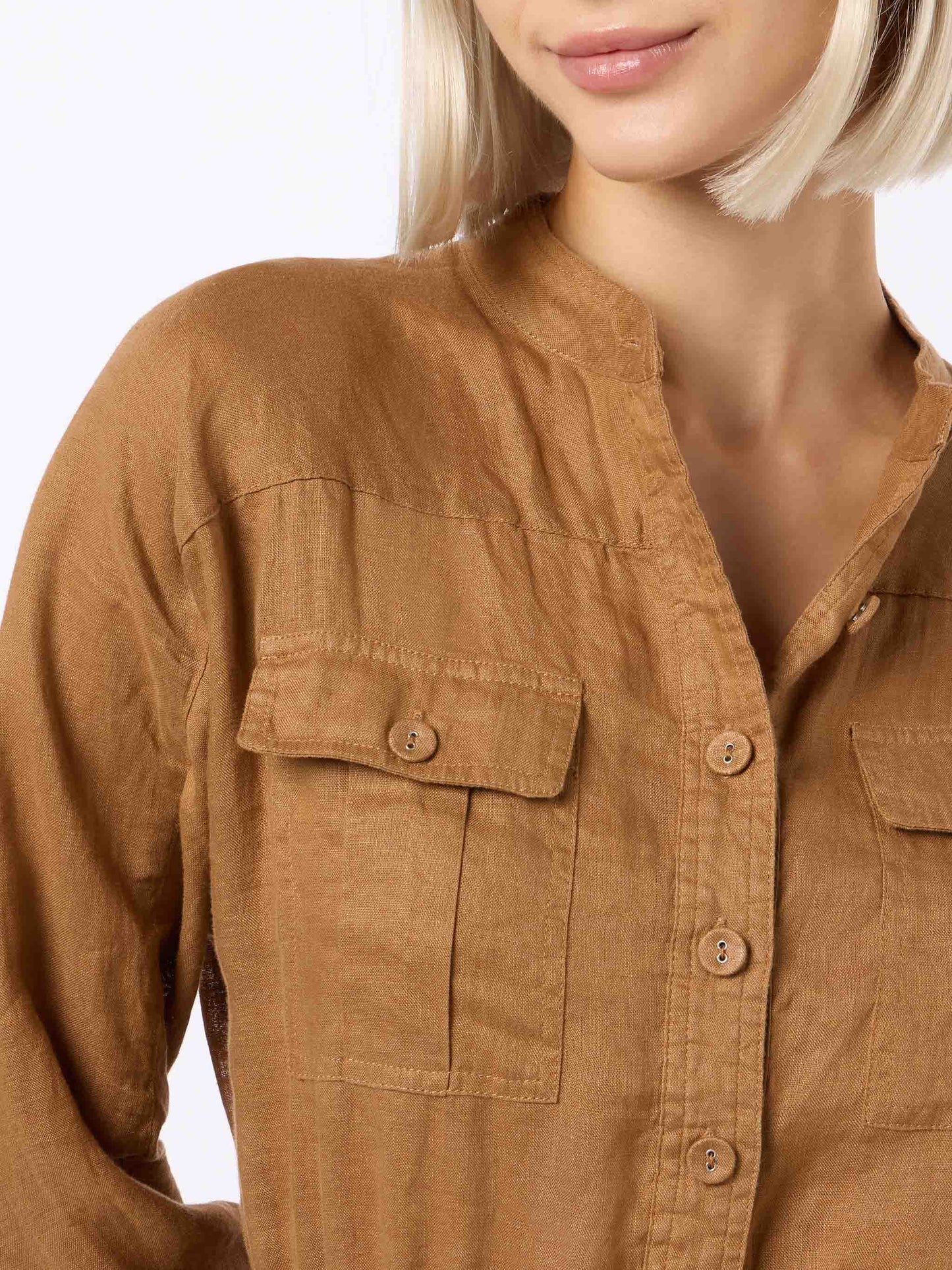 Woman camel linen playsuit Hanniel - MC2 Saint Barth