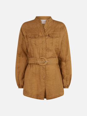Woman camel linen playsuit Hanniel - MC2 Saint Barth