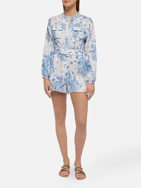 Hanniel linen playsuit with butterfly toile de jouy print - MC2 Saint Barth