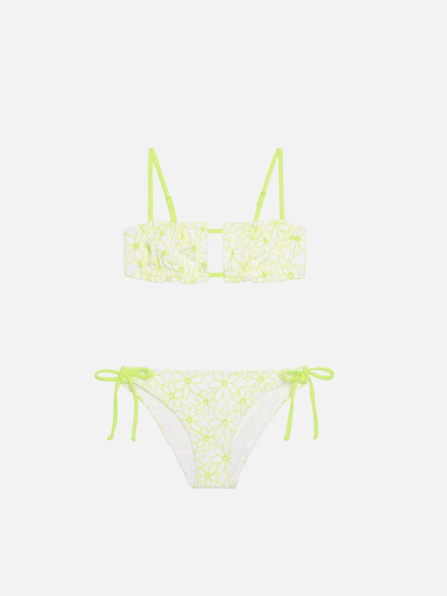 Bikini da bambina con ricamo margherite